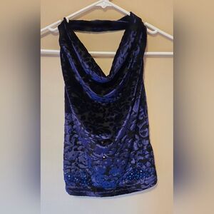 Express, Elegant Blue Velvet Halter Top
